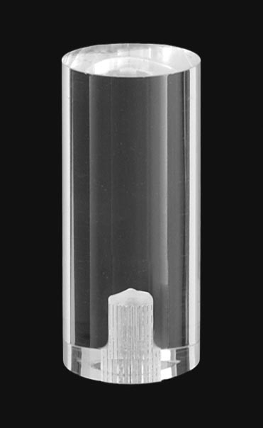 2-1/16" Tall 1" Diam Acrylic Cylinder-Shaped Finial 1/4-27F Tap (11227)