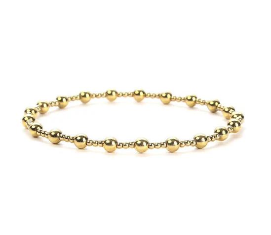 Aubrey Adele 2mm & 4mm Gold Bead Bracelet