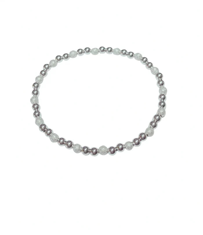 Aubrey Adele Silver 4mm Satin & Pearl Bracelet