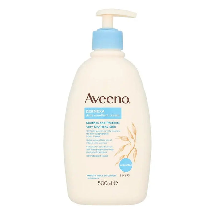 Aveeno Dermexa Daily Soothing Emollient Cream For Dry Itchy Skin 500ml Aveeno