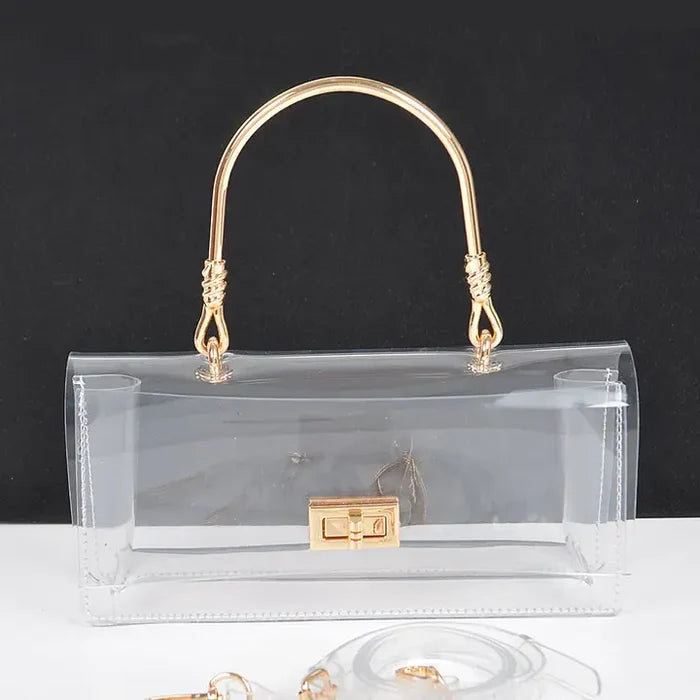 Clear Metal Handle Clutch