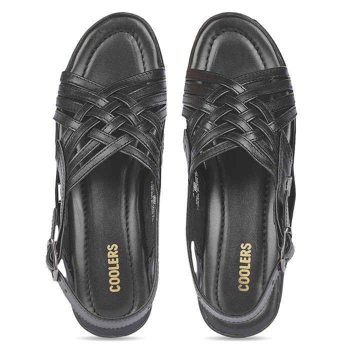 Coolers 7123-84L Black Men Casual Flat Sandal for Men by Liberty