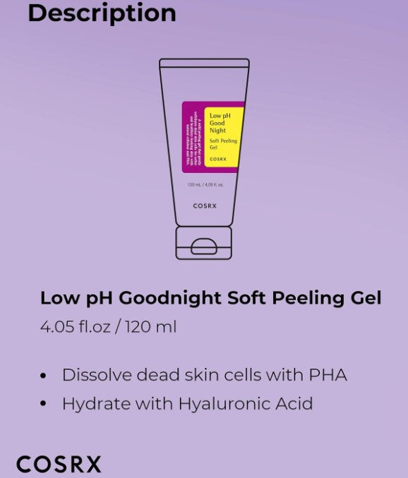 COSRX Low pH Good Night Soft Peeling Gel, 4.05 fl oz / 120ml