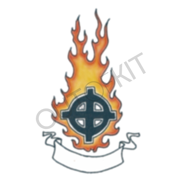 Cross On Fire Tattoo