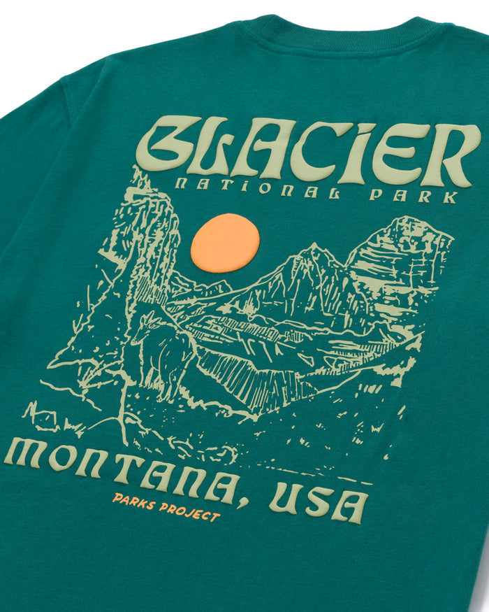 Shop Glacier Puff Print Pocket Tee Inspired by Glacier National Park | green