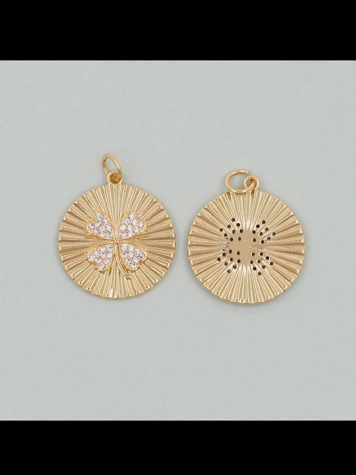 Gold Large Circle Shamrock Charm