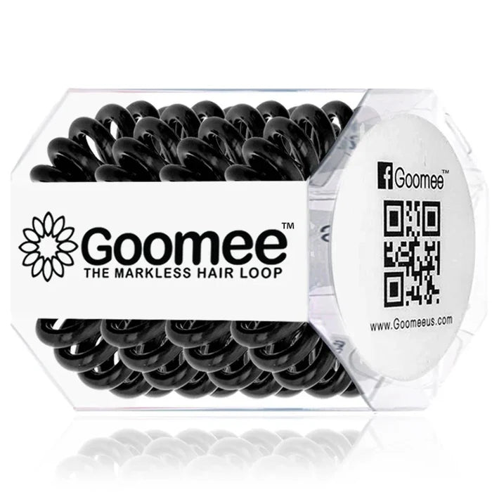 Goomee Original Midnight Black spiral hair tie 4 pack.