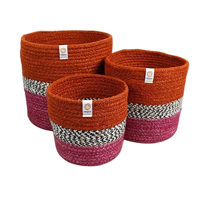 Jute ZigZag Basket Set - Fire - Precious Sparkle
