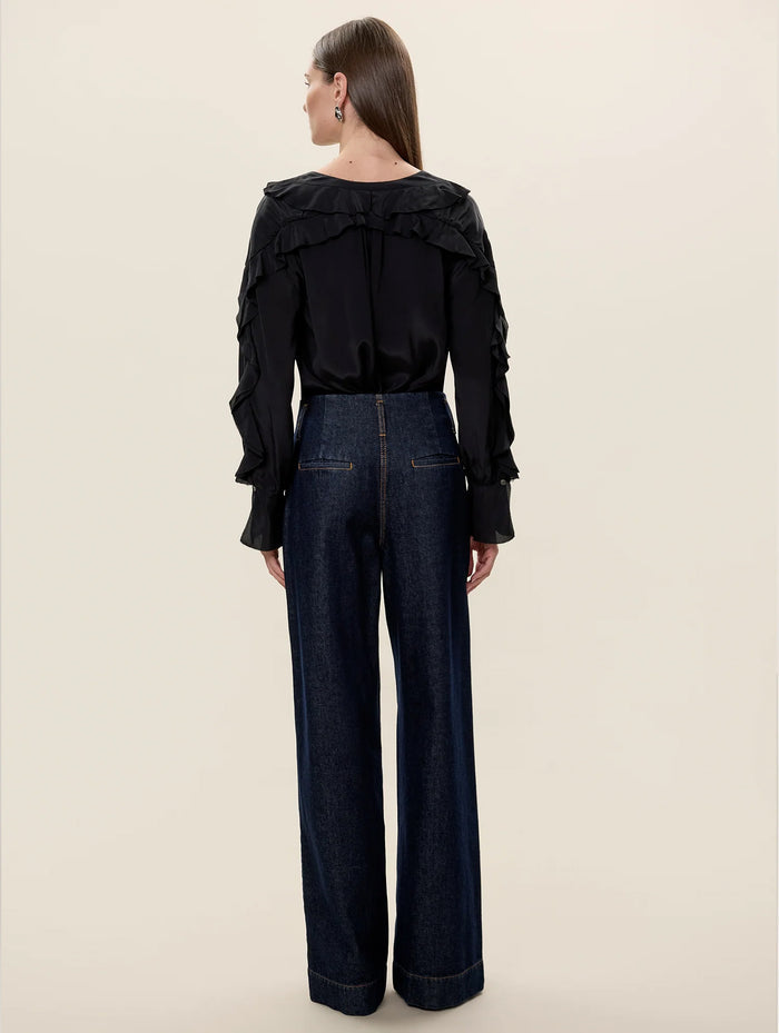 Lilith Ruffle Blouse in Black