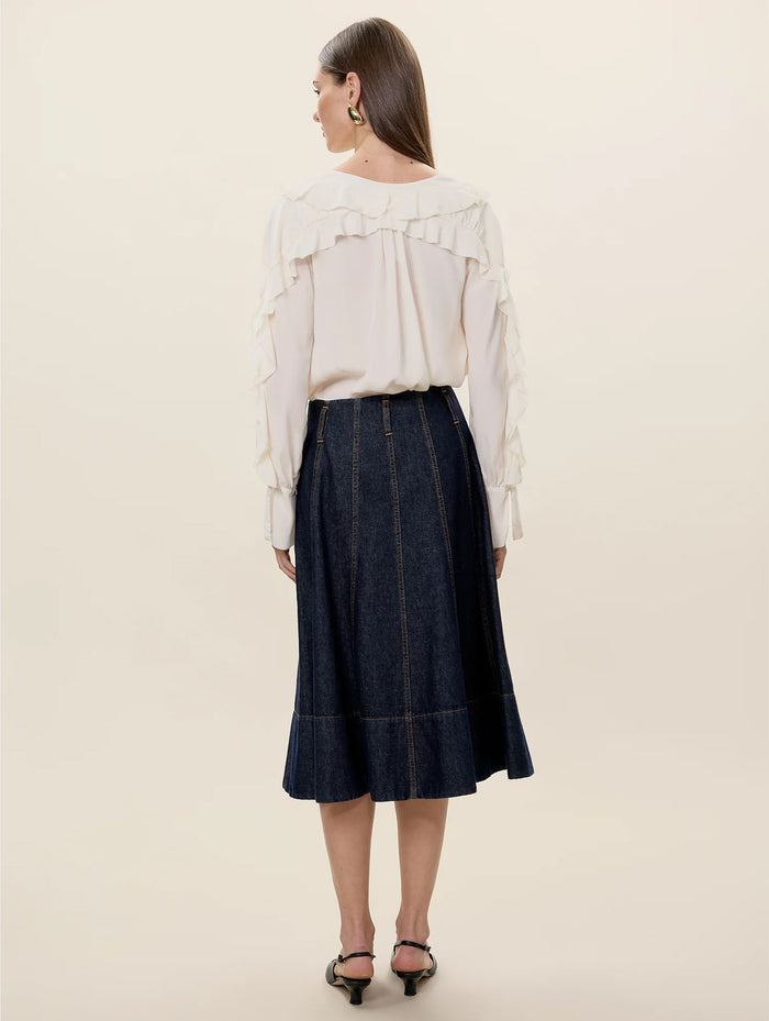 Lilith Ruffle Blouse in Ivory