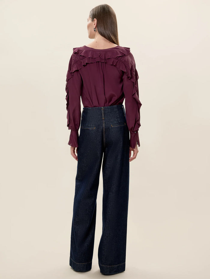 Lilith Ruffle Blouse in Mulberry