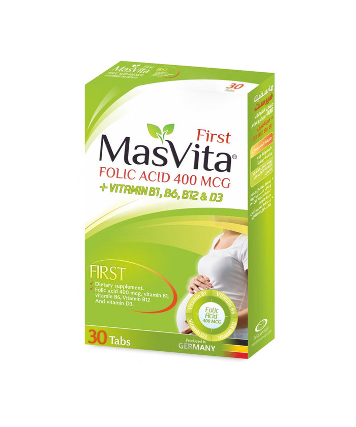 Masvita First Folic Acid 400 Mcg + Vitamins B1, B6, B12 And D3