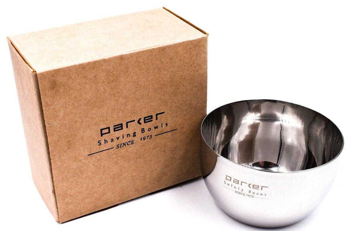 Stainless steel shaving bowl with packaging for grooming