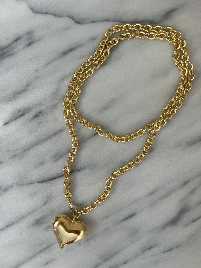 Rachel Bubble Heart Statement Necklace – 14K Gold Plated