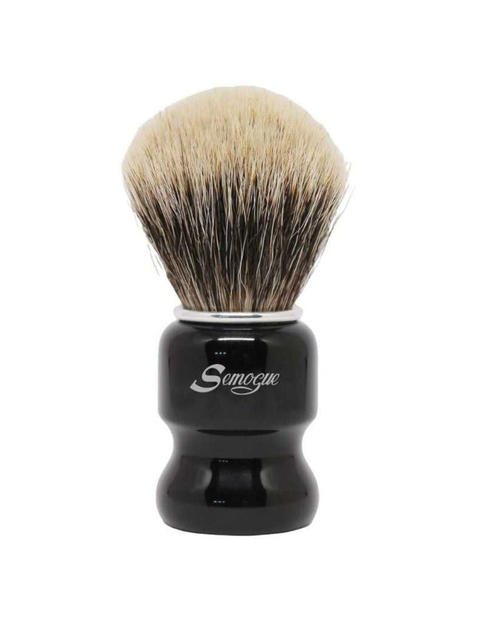 Semogue Torga C5 shaving brush with black handle and badger bristles