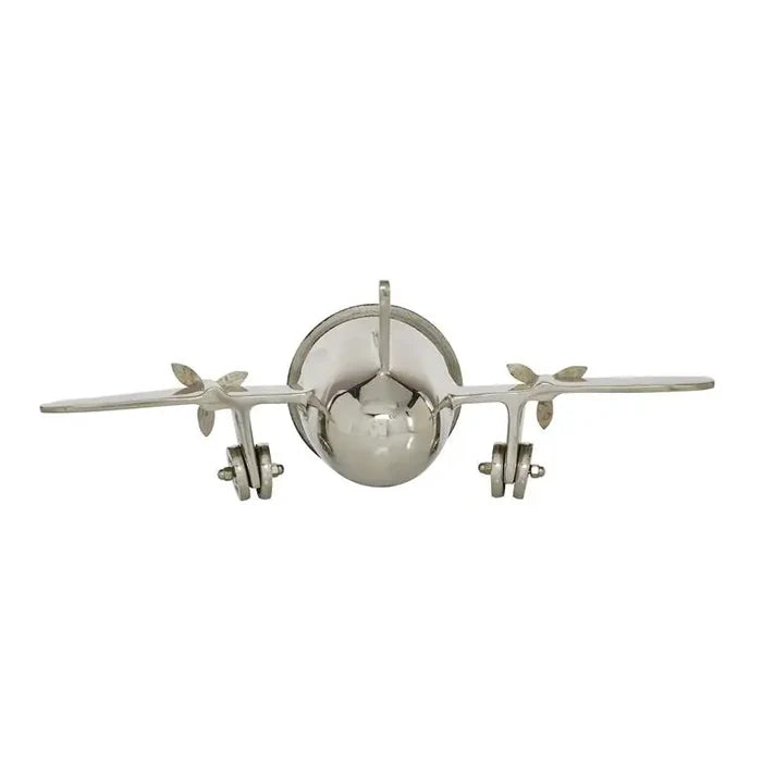 Silver Metal Contemporary Airplane Clock