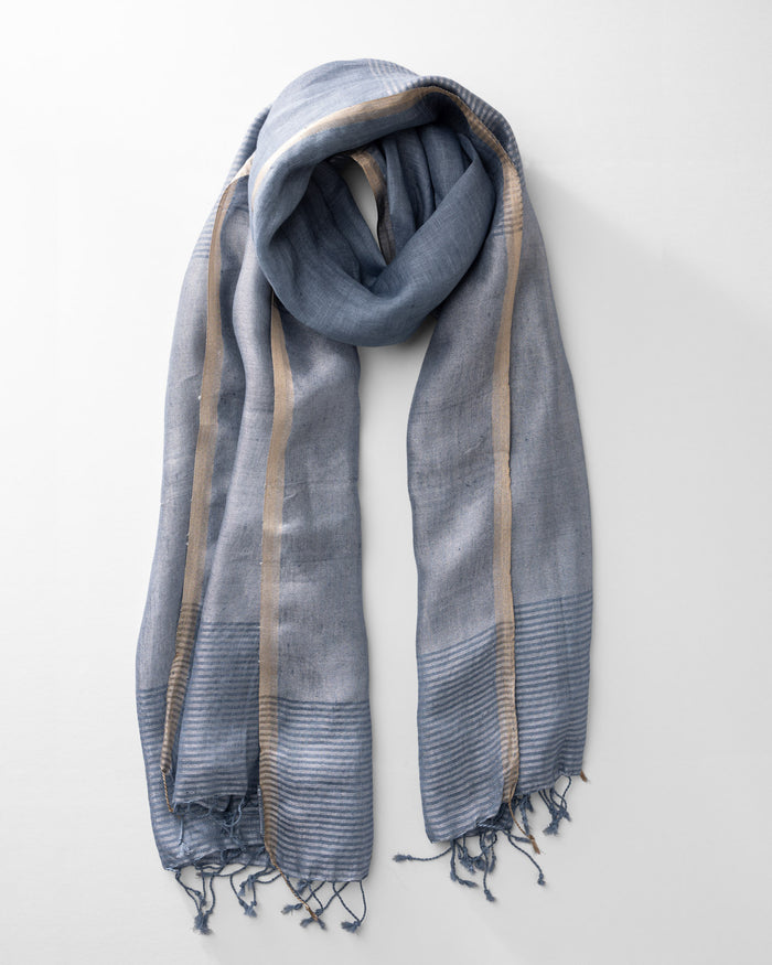 St. Tropez Scarf Blue Linen Lurex