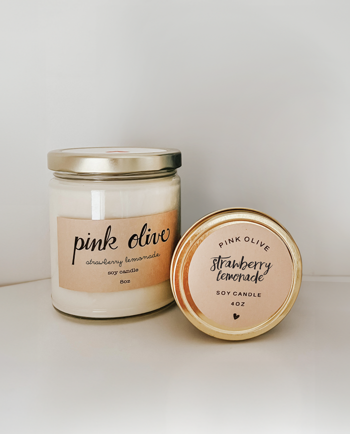 strawberry lemonade soy candle
