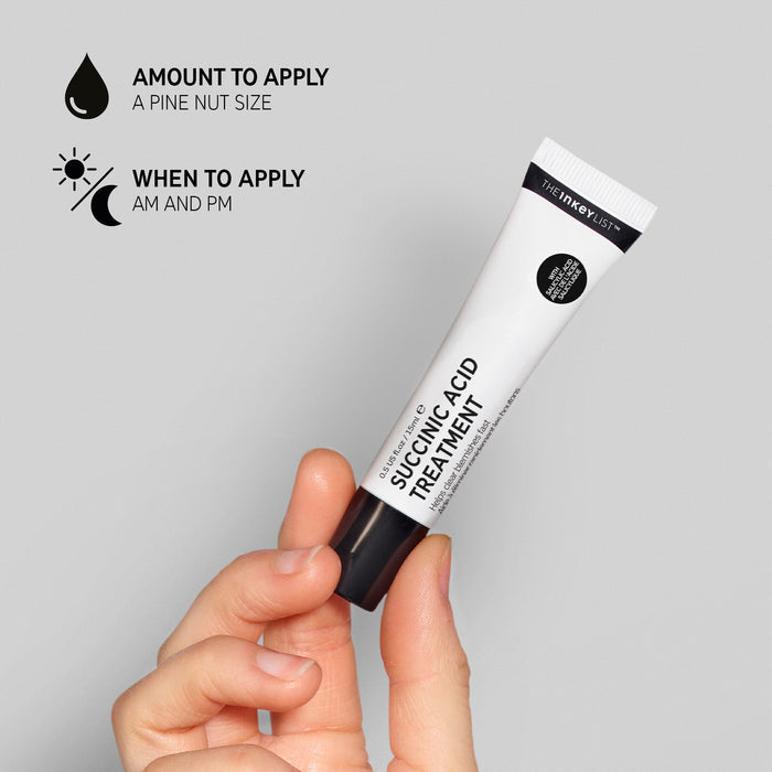 Succinic Acid Treatment: Apply Pine Nut sized amount AM and PM