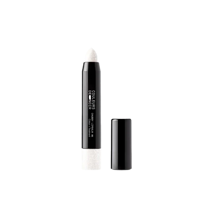 Black makeup product with white cap on a white background