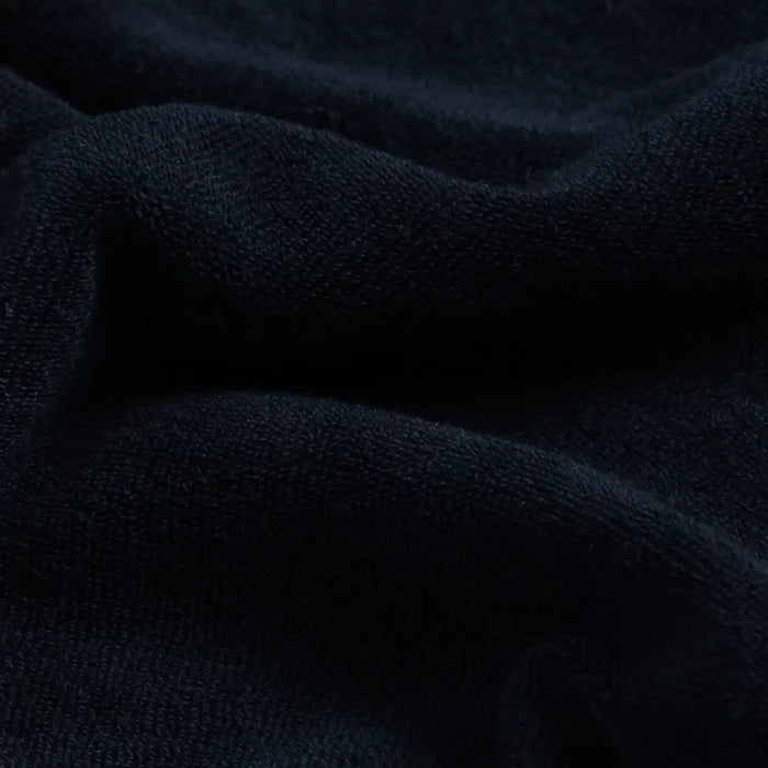 Plush terry cloth fabric detail - Navy Clancy Camp Collar shirt by Ledbury