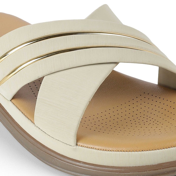 Tresmode Ballina Cream Women's Casual Small Wedge Sandals