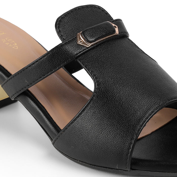 Tresmode | Fiso Black Women's Dress Block Heel Sandals