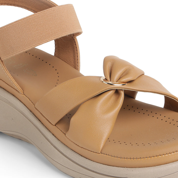 Tresmode Hospi Beige Women's Casual Wedge Sandals