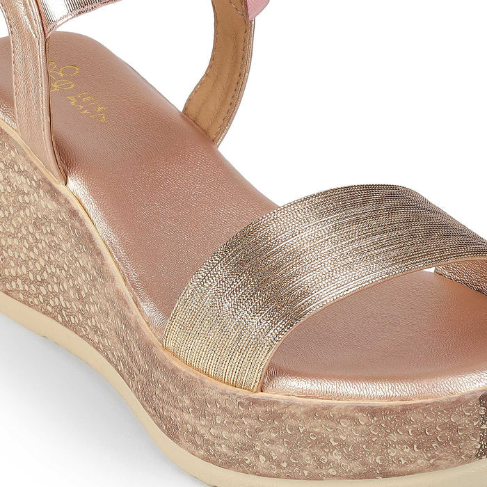 Tresmode Lucio Champagne Women's Dress Wedge Sandals