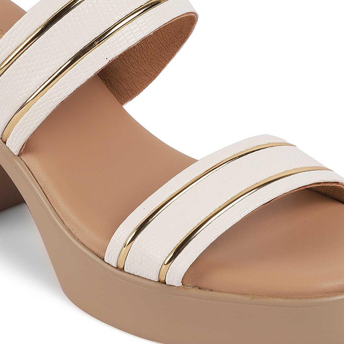 Mauro White Women's Dress Block Heel Sandals Tresmode