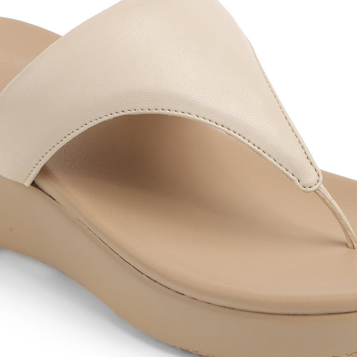 Tresmode Mont Cream Women's Casual Wedge Sandals