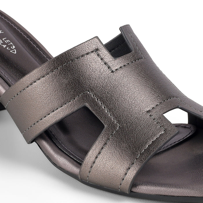 Tresmode Mylon Pewter Women's Dress Block Heel Sandals