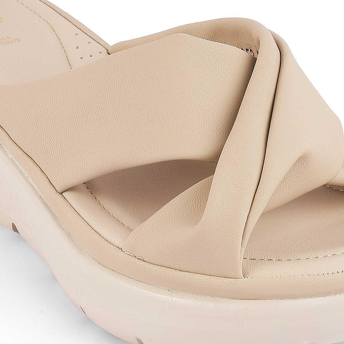 Nozis Beige Women's Casual Wedge Sandals Tresmode