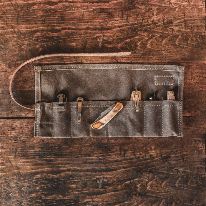 Waxed Canvas Knife Roll | Field Tan | Bradley Mountain