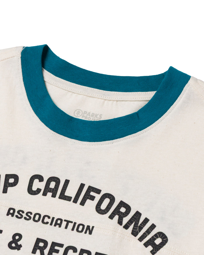 Shop Women's Camp California Varsity Tee Inspired by National Parks | raw-natural