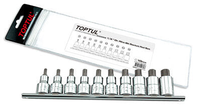 10PCS 1/2"DR. Ribe Bit Socket Rail Set