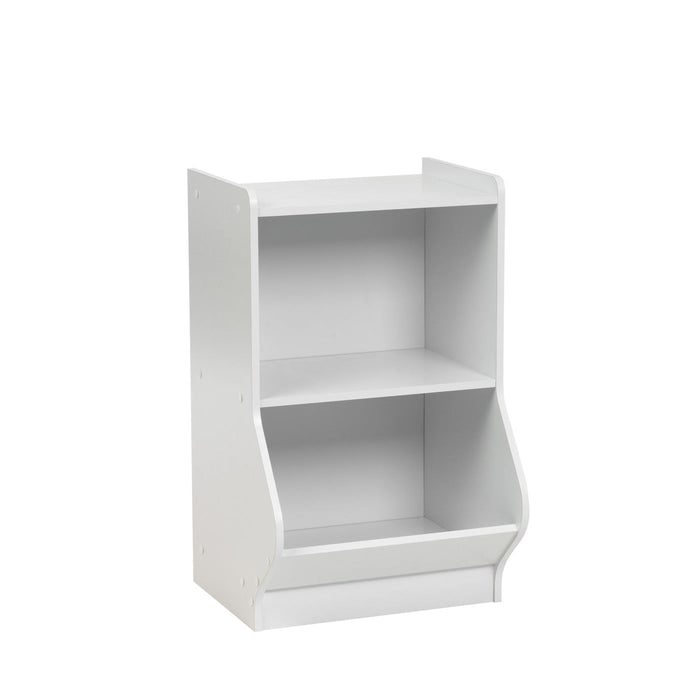 2-Tier Shelf Organizer with Easy Access Angled Cubby - White - IRIS USA, Inc.