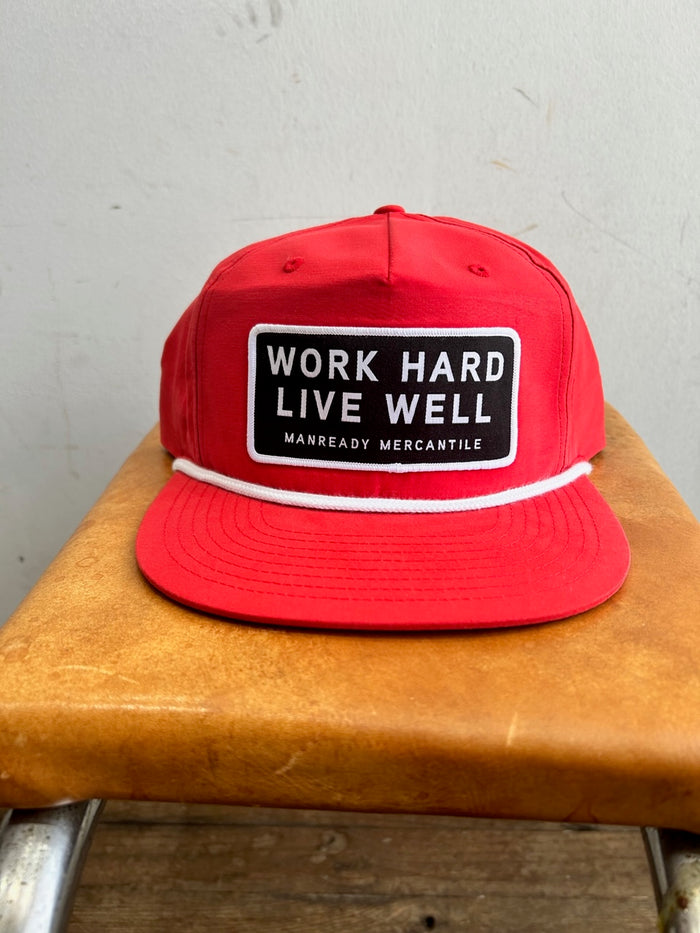 256 Richardson Hat | Work Hard Live Well | White + Black | Manready Mercantile