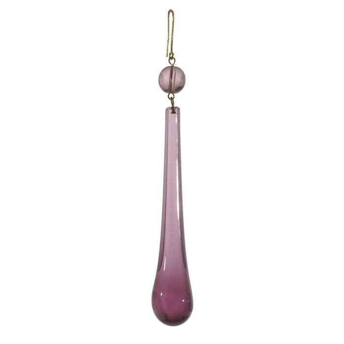 3" Amethyst Teardrop Lamp Crystal with Bead, 4-3/8" overall length (55087A)