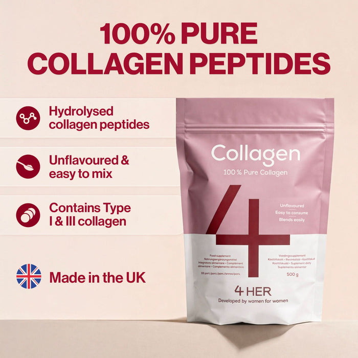 4 HER Collagen Pure 100% Pure Hydrolysed Bovine Collagen Peptides Powder 500g