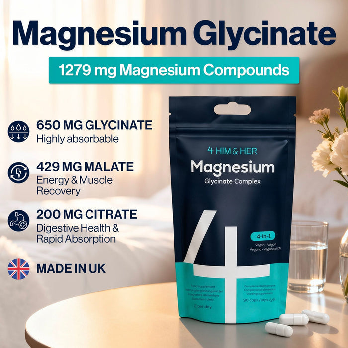 4 HIM & HER Magnesium Glycinate 3in1 Complex with Citrate & Malate 90 Capsules