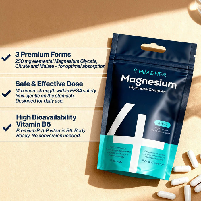 4 HIM & HER Magnesium Glycinate 3in1 Complex with Citrate & Malate 90 Capsules