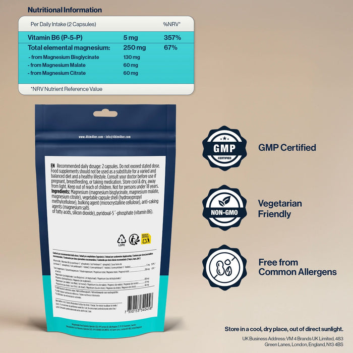 4 HIM & HER Magnesium Glycinate 3in1 Complex with Citrate & Malate 90 Capsules