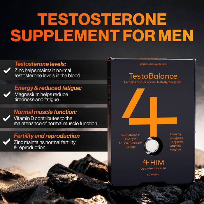 4 HIM TestoBalance With Zinc for Normal Testosterone Levels Men's Multivitamin 60 Tablets