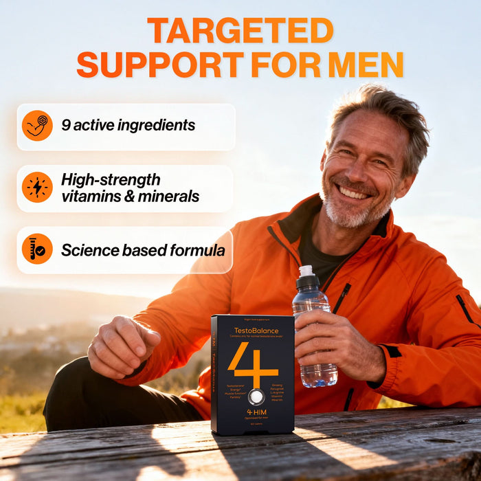 4 HIM TestoBalance With Zinc for Normal Testosterone Levels Men's Multivitamin 60 Tablets