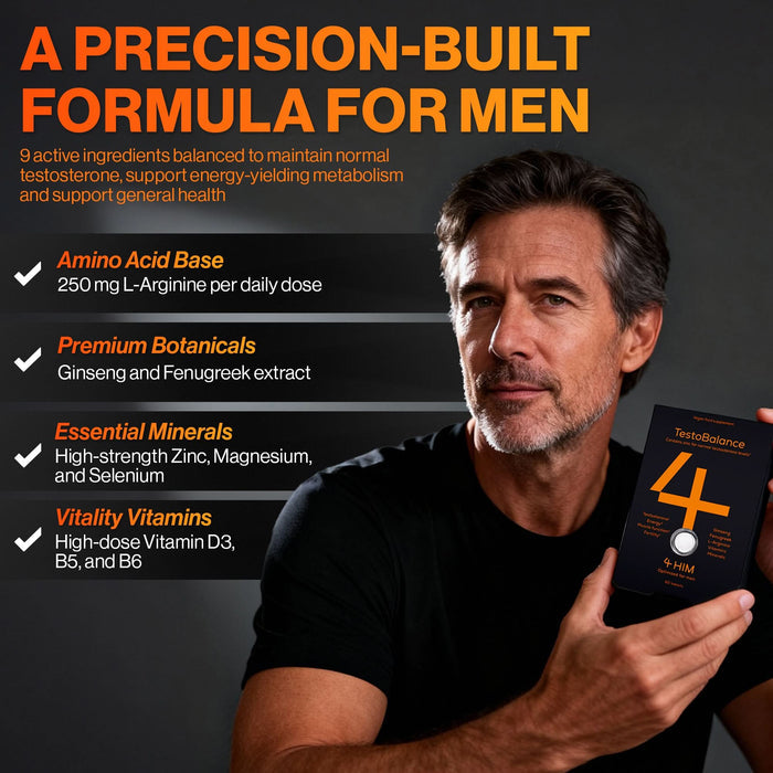 4 HIM TestoBalance With Zinc for Normal Testosterone Levels Men's Multivitamin 60 Tablets