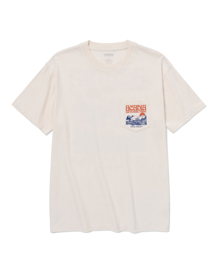Shop Acadia Puff Print Pocket Tee Inspired by Acadia National Park | raw-natural