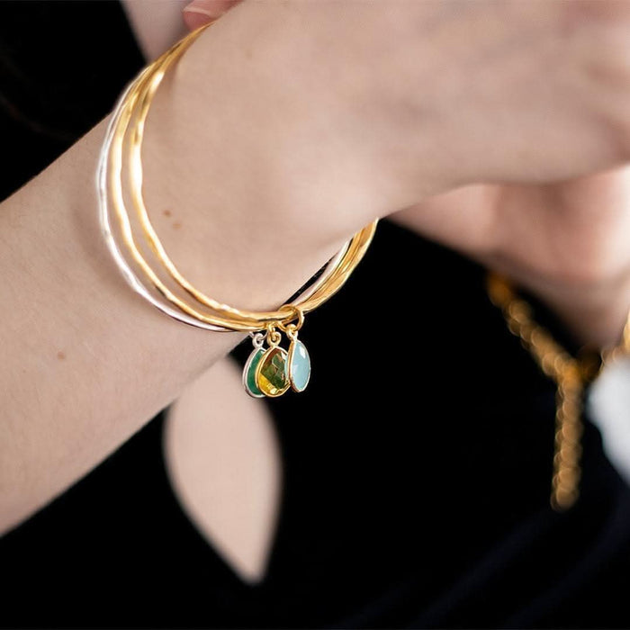 Aqua Chalcedony Bangle | Silver | March Birthstone