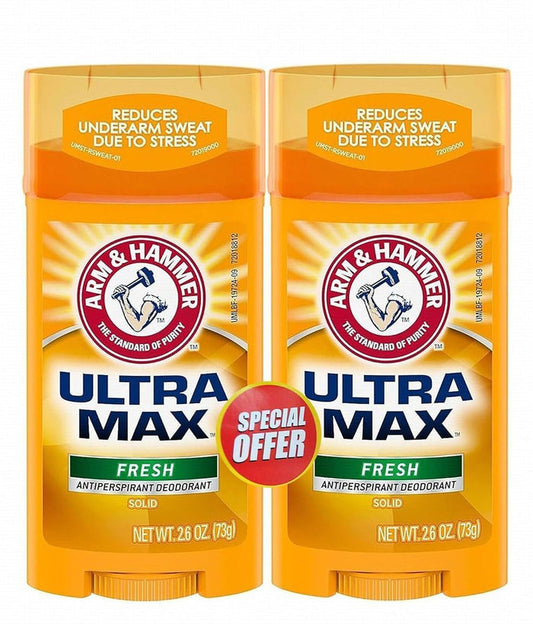 Arm & Hammer Ultra Max Fresh 48H Antiperspirant Deodorant Stick, 2x73g - Makkah Pharmacy