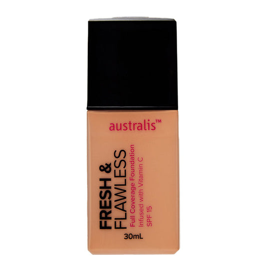 Australis Fresh & Flawless Foundation WARM SAND – full coverage, SPF 15, Vitamins C & E